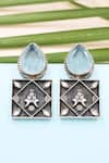 Buy_Sangeeta Boochra_Blue Gemstone Tear Drop Shaped Earrings _at_Aza_Fashions