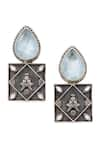 Sangeeta Boochra_Blue Gemstone Tear Drop Shaped Earrings _Online_at_Aza_Fashions