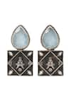 Buy_Sangeeta Boochra_Blue Gemstone Tear Drop Shaped Earrings _Online_at_Aza_Fashions