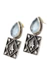 Shop_Sangeeta Boochra_Blue Gemstone Tear Drop Shaped Earrings _Online_at_Aza_Fashions