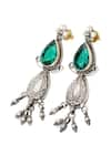 Buy_Sangeeta Boochra_Green Gemstone Tear Drop Carved Earrings _Online_at_Aza_Fashions