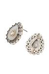 Shop_Sangeeta Boochra_White Stone Tear Drop Shaped Stud Earrings _at_Aza_Fashions