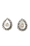 Sangeeta Boochra_White Stone Tear Drop Shaped Stud Earrings _Online_at_Aza_Fashions