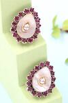 Buy_Sangeeta Boochra_Purple Stone Embellished Stud Earrings _at_Aza_Fashions