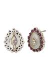 Shop_Sangeeta Boochra_Purple Stone Embellished Stud Earrings _at_Aza_Fashions