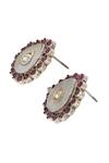 Sangeeta Boochra_Purple Stone Embellished Stud Earrings _at_Aza_Fashions