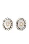 Sangeeta Boochra_White Stone Oval Shaped Earrings _Online_at_Aza_Fashions