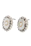 Buy_Sangeeta Boochra_White Stone Oval Shaped Earrings _Online_at_Aza_Fashions