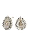 Shop_Sangeeta Boochra_White Pearl Stone Studded Earrings _at_Aza_Fashions