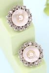 Buy_Sangeeta Boochra_White Stone Round Shaped Earrings _at_Aza_Fashions