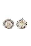 Shop_Sangeeta Boochra_White Stone Round Shaped Earrings _at_Aza_Fashions