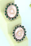 Buy_Sangeeta Boochra_Green Stone Hydro Embellished Stud Earrings _at_Aza_Fashions