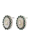 Sangeeta Boochra_Green Stone Hydro Embellished Stud Earrings _Online_at_Aza_Fashions