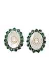 Buy_Sangeeta Boochra_Green Stone Hydro Embellished Stud Earrings _Online_at_Aza_Fashions