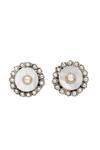 Sangeeta Boochra_White Pearl Embellished Stud Earrings _Online_at_Aza_Fashions