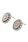 Shop_Sangeeta Boochra_White Pearl Embellished Stud Earrings _Online_at_Aza_Fashions