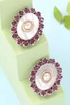 Buy_Sangeeta Boochra_Purple Stone Oval Shaped Earrings _at_Aza_Fashions