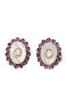 Buy_Sangeeta Boochra_Purple Stone Oval Shaped Earrings _Online_at_Aza_Fashions