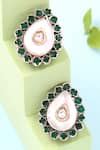 Buy_Sangeeta Boochra_Green Stone Studded Earrings _at_Aza_Fashions