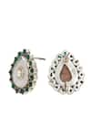 Shop_Sangeeta Boochra_Green Stone Studded Earrings _at_Aza_Fashions