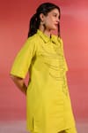 Shop_Kameez_Yellow Poplin Embroidery Thread Collar Sunlit Floral Shirt And Pant Set 