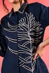 Buy_Kameez_Blue Poplin Embroidery Thread Collar Bloom Shirt And Pant Set 