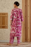 Shop_Sage Saga_Pink Chanderi Silk Print Mughal Floral Round Neck Kurta Salwar Set _at_Aza_Fashions