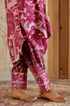 Buy_Sage Saga_Pink Chanderi Silk Print Mughal Floral Round Neck Kurta Salwar Set _Online_at_Aza_Fashions