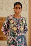 Buy_Sage Saga_Green Chanderi Silk Print Mughal Floral Round Neck Morni Kurta Salwar Set 