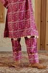 Shop_Sage Saga_Pink Chanderi Silk Print Floral Tile V Neck Kurta With Salwar _Online_at_Aza_Fashions