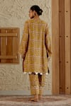 Shop_Sage Saga_Yellow Chanderi Silk Print Floral Tile V Neck Sarson Kurta With Salwar _Online_at_Aza_Fashions