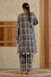 Shop_Sage Saga_Green Chanderi Silk Print Floral Tile V Neck Morni Kurta With Salwar _at_Aza_Fashions