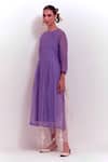 Buy_Shikha Malik_Purple Silk, Chanderi Round Neck Textured Yoke Kurta _Online_at_Aza_Fashions