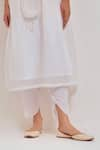 Buy_SHIKHA MALIK_White Silk Chanderi Stripes Round Front Gather Kurta Dhoti Pant _Online_at_Aza_Fashions