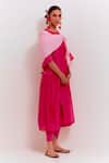 Shop_SHIKHA MALIK_Pink Silk Chanderi Plain Round Slit Kurta _Online_at_Aza_Fashions