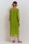 Shop_SHIKHA MALIK_Green Silk Chanderi Pintucks Round Side Kurta _at_Aza_Fashions