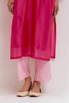 Buy_SHIKHA MALIK_Pink Kurta Silk Chanderi Pintucks Mandarin Collar Plain With Pant _Online_at_Aza_Fashions