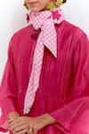 Buy_SHIKHA MALIK_Pink Kurta Silk Chanderi Pintucks Mandarin Collar Plain With Pant 