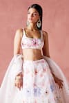 Shop_LASHKARAA_White Organza Print Petunia Bloom Scoop Neck And Embellished Lehenga Set _at_Aza_Fashions