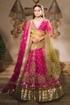 Buy_Masaba_Pink Lehenga And Blouse Raw Silk Embroidery Chand Phool Rose Falooda Bridal Set _at_Aza_Fashions