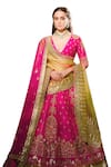 Buy_Masaba_Pink Lehenga And Blouse Raw Silk Embroidery Chand Phool Rose Falooda Bridal Set _Online_at_Aza_Fashions