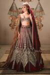 Buy_Masaba_Wine Lehenga And Blouse Heavy Raw Silk Embroidered Kokum Sherbet Bridal Set _at_Aza_Fashions