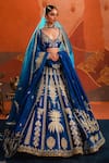 Buy_Masaba_Blue Lehenga And Blouse Heavy Raw Silk Embroidered Sehra Neel Bahar Bridal Set _at_Aza_Fashions