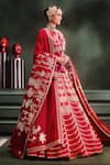 Shop_Masaba_Red Lehenga Raw Silk Embroidered Ethnic Kurta Round Anar Bridal Set _at_Aza_Fashions