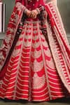 Masaba_Red Lehenga Raw Silk Embroidered Ethnic Kurta Round Anar Bridal Set _Online_at_Aza_Fashions