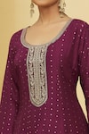 Shop_Samyukta Singhania_Wine Silk, Georgette Zari, Sequins, Embroidery Scoop And Anarkali Palazzo Set_Online_at_Aza_Fashions