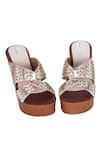 Buy_Fuchsia_Brown Embroidered Vibes Strap Wedges _at_Aza_Fashions