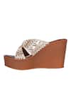 Buy_Fuchsia_Brown Embroidered Vibes Strap Wedges _Online_at_Aza_Fashions