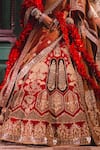 Masaba_Red Blouse- Heavy Raw Silk Embroidery Anant Bel The Anar Bagh Bridal Lehenga Set _Online_at_Aza_Fashions