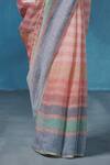 Buy_Dressfolk_Pink Linen Striped Handloom Saree With Running Blouse _Online_at_Aza_Fashions